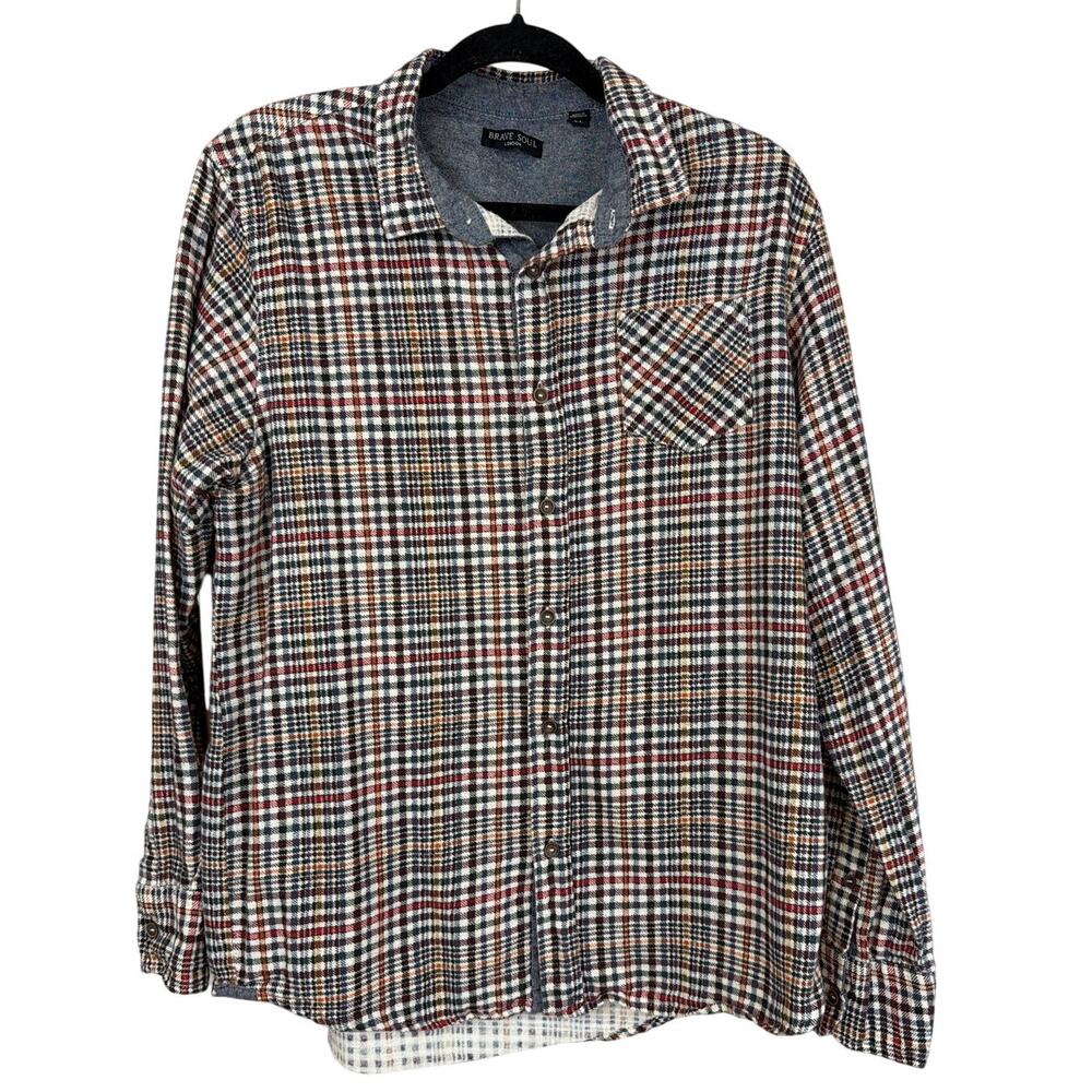 Brave Soul London Multicolored Plaid Cotton Button Down XL
